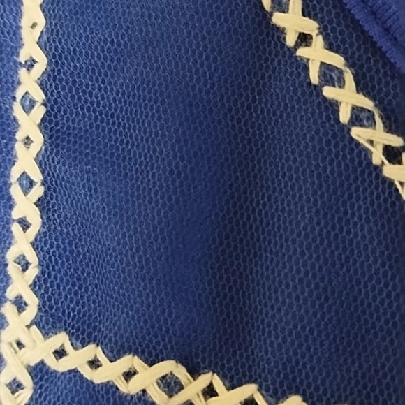 LOVEAPPELA ROYAL BLUE, EMBROIDERED SOFT KNIT BOHO SLEEVLESS TOP - Picture 4 of 8